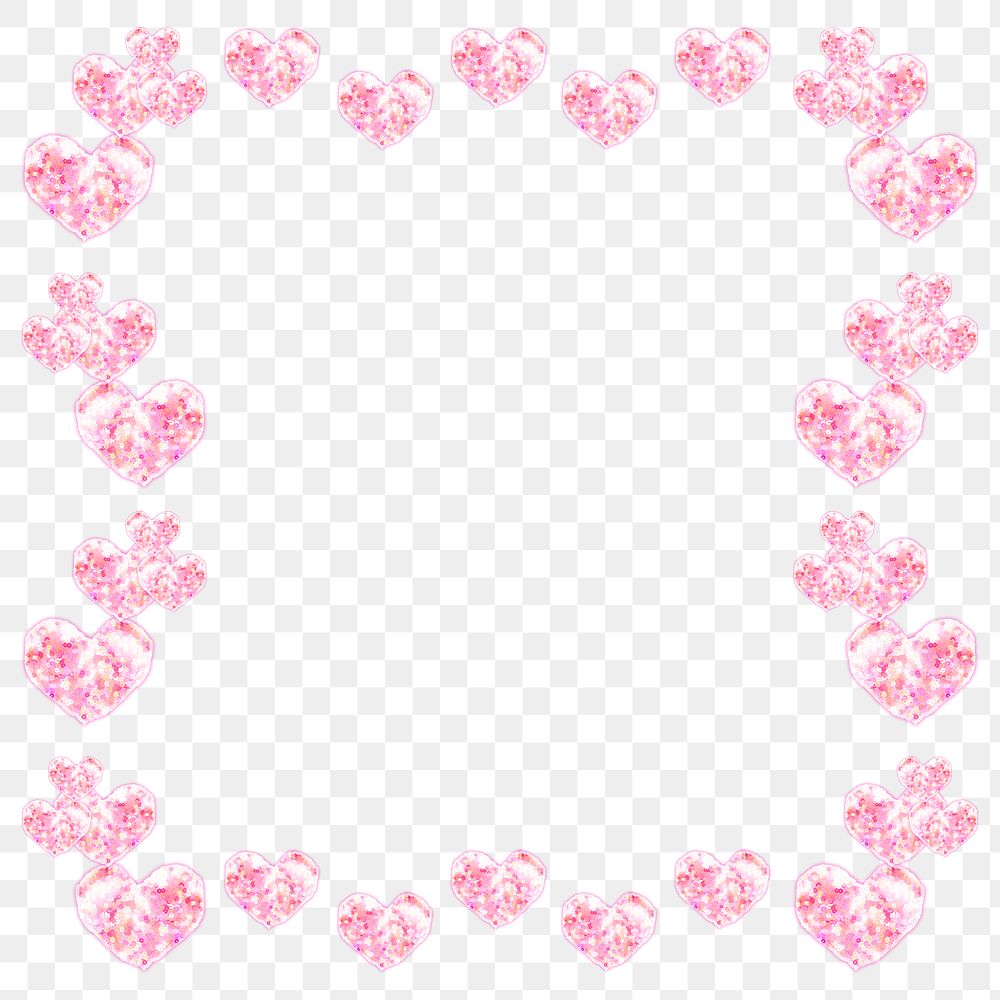 Frame png pink sequin hearts for Valentine