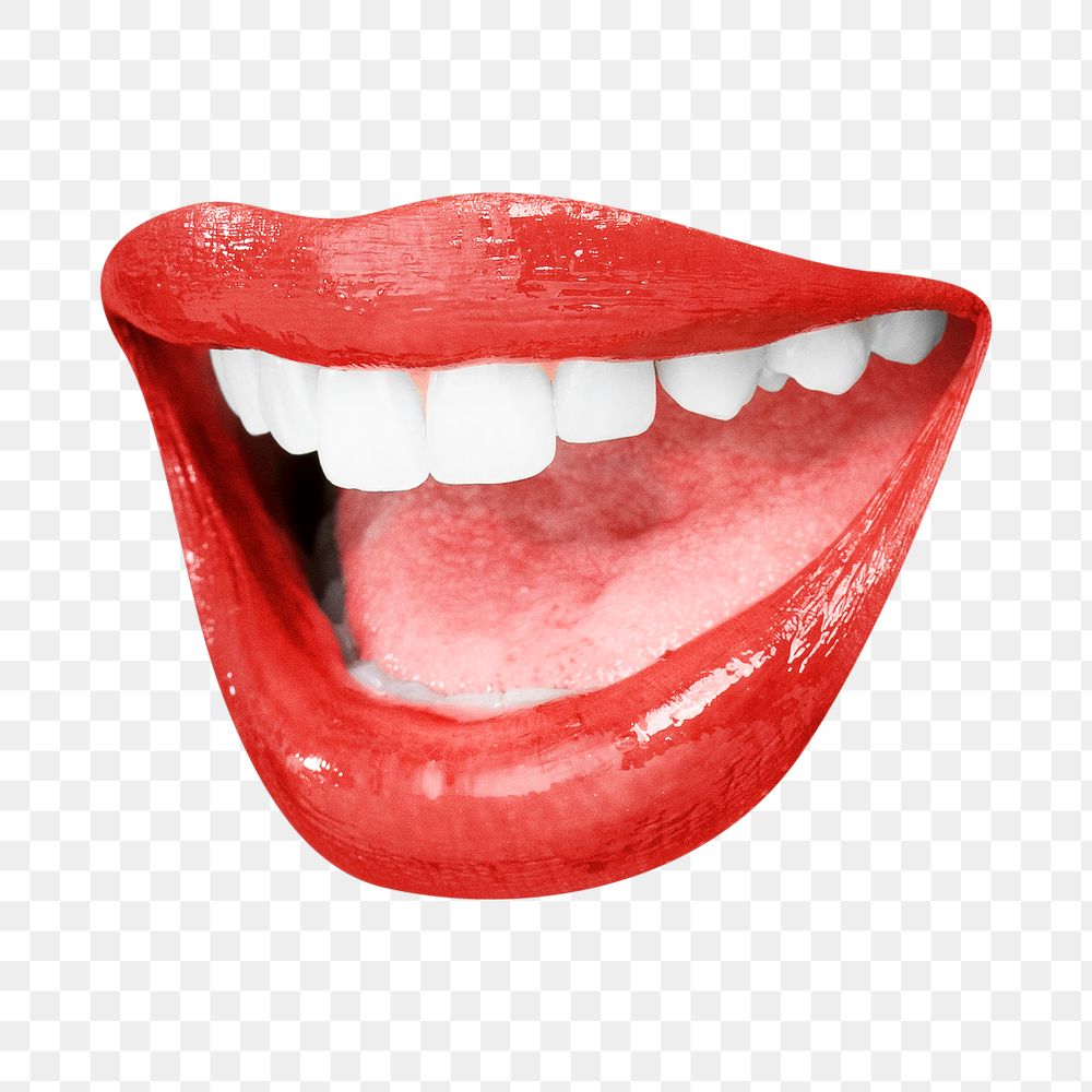 Png wide smile with teeth woman&rsquo;s red lips with teeth design element