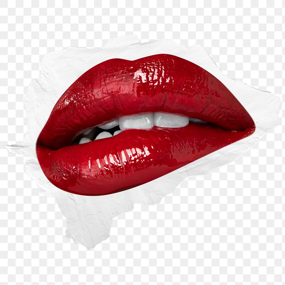 Png biting red lips sexy Valentine&rsquo;s day design element