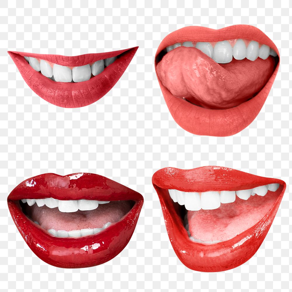 Png sexy red lips expression stickers Valentine&rsquo;s day theme set
