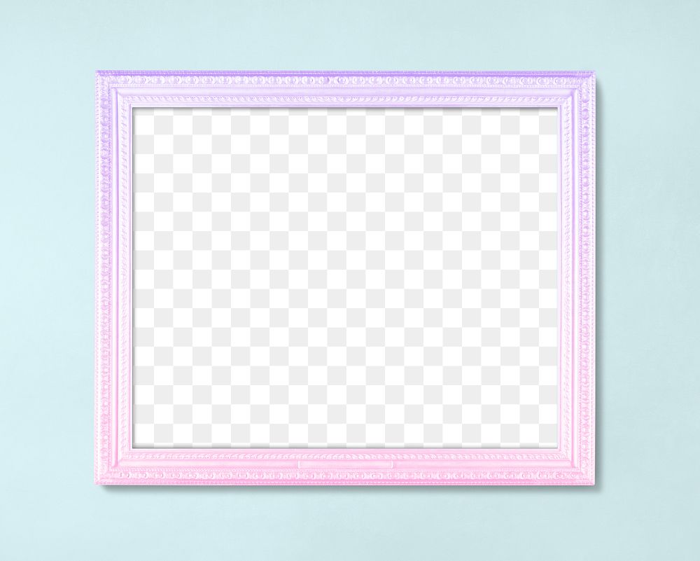 Frame PNG mockup, pastel pink on blue wall