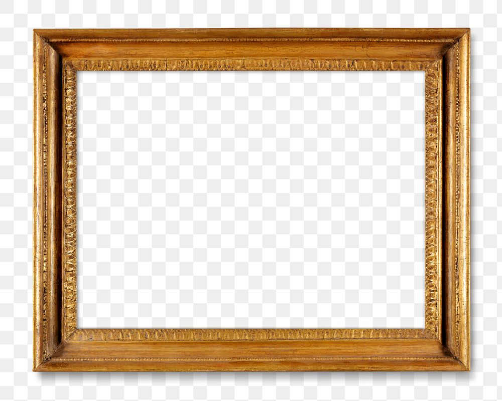 Png gilded frame mockup in gold, vintage home decor