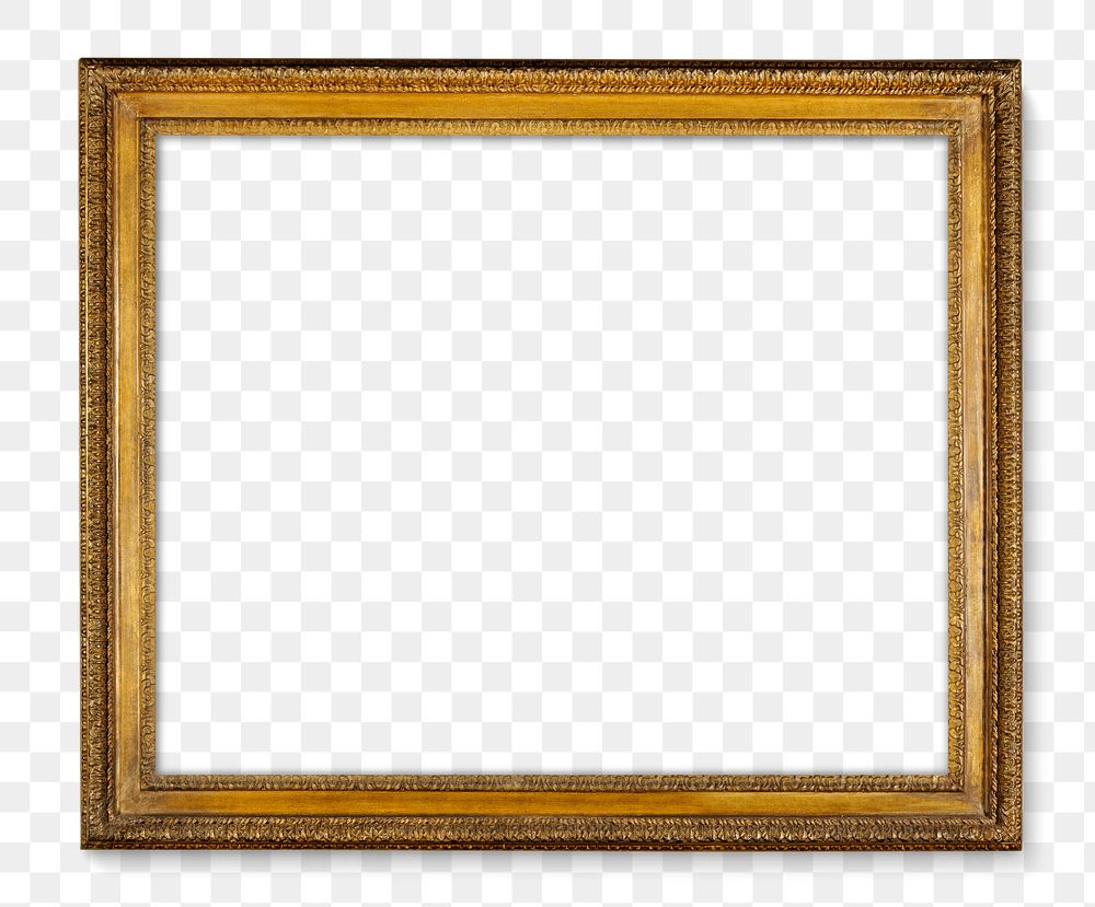 Png mockup frame in gilded gold, vintage home decor