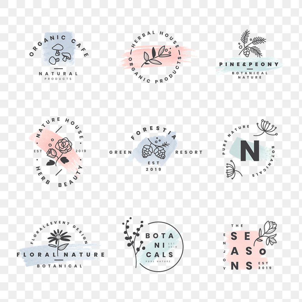 Aesthetic flower logo png badges, Premium PNG rawpixel
