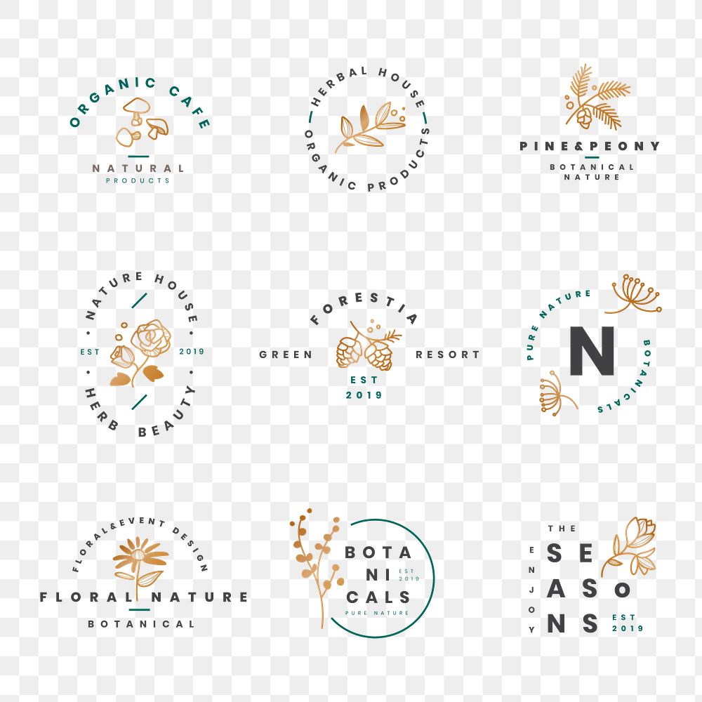 Aesthetic flower logo png badges, Premium PNG rawpixel
