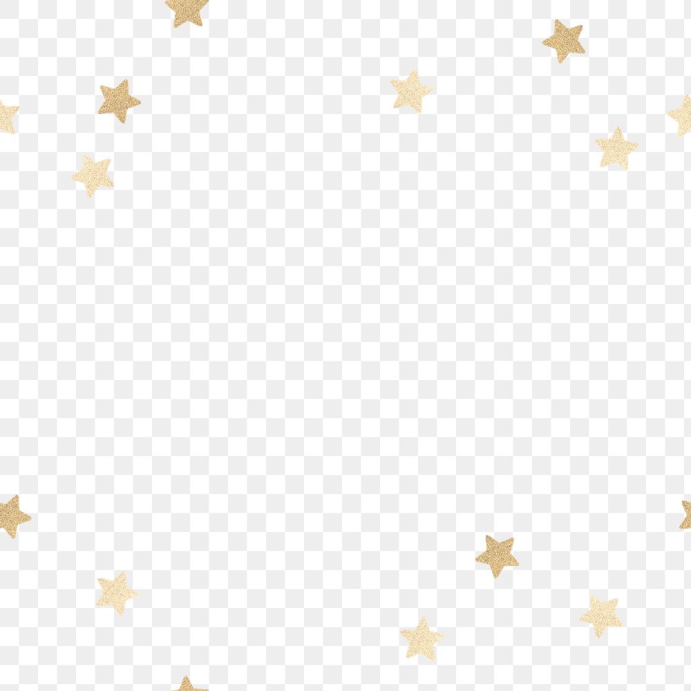 Gold star png overlay, border frame, transparent background