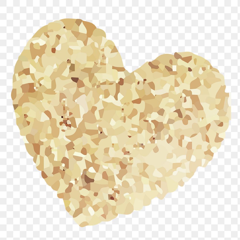 Gold heart png sticker, transparent background