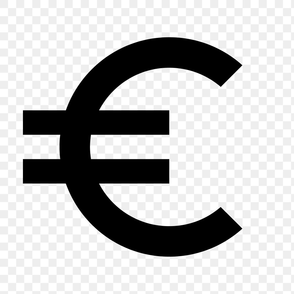 Euro icon png, eurozone currency money symbol, outlined style, transparent background