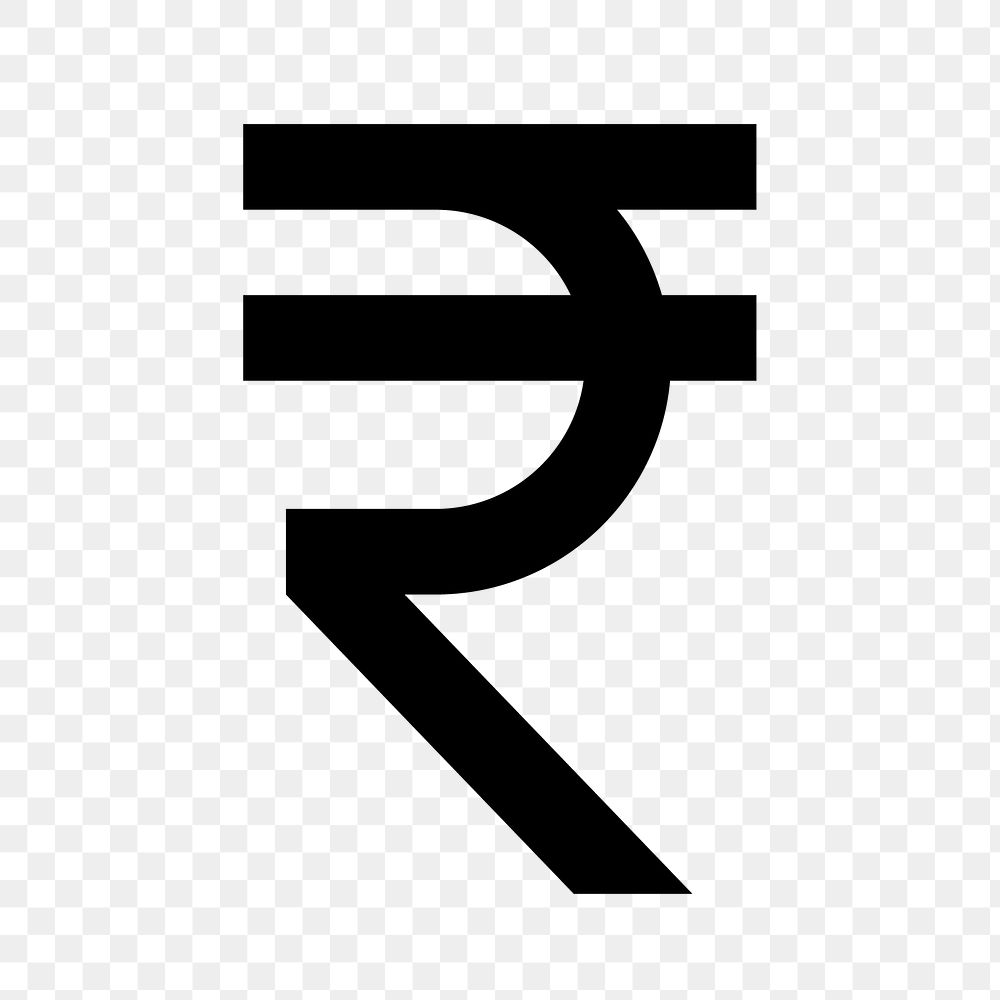 Rupee icon png, Indian currency money symbol, filled style, transparent background