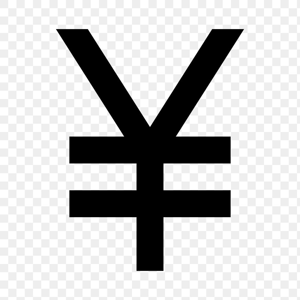 Yen icon png, Japanese currency money symbol, outlined style, transparent background