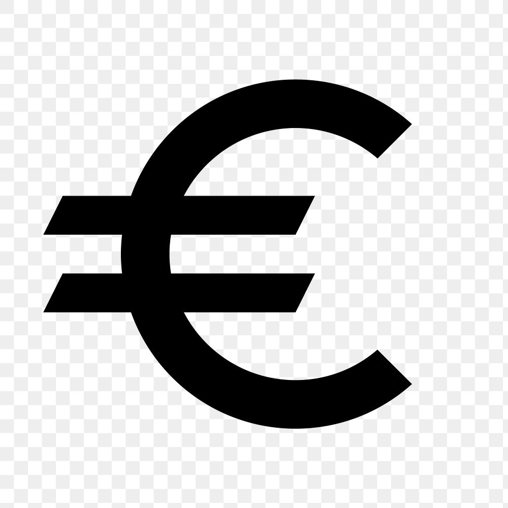 Euro icon png, eurozone currency money symbol,, filled style transparent background