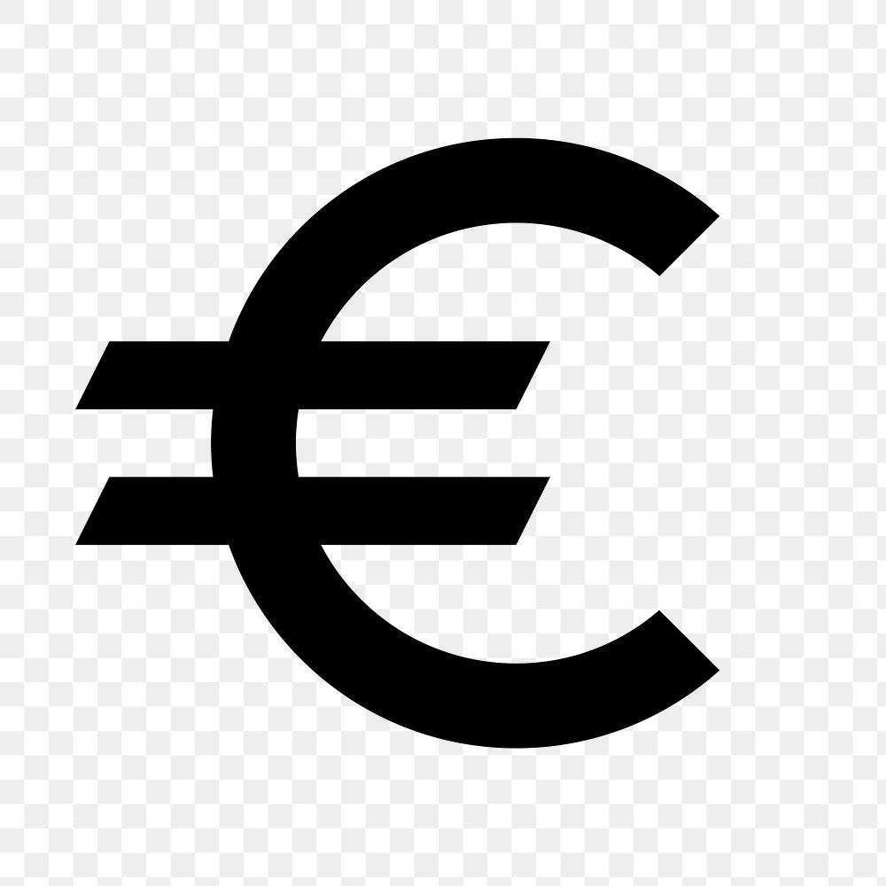 Currency euro png icon, eurozone money symbol, sharp style, transparent background