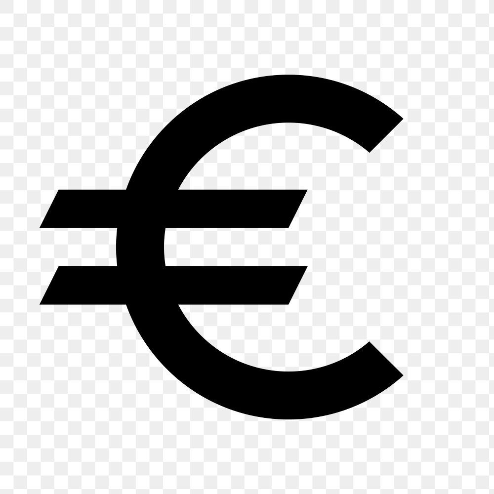 Euro icon png, eurozone currency money symbol, two tone style, transparent background