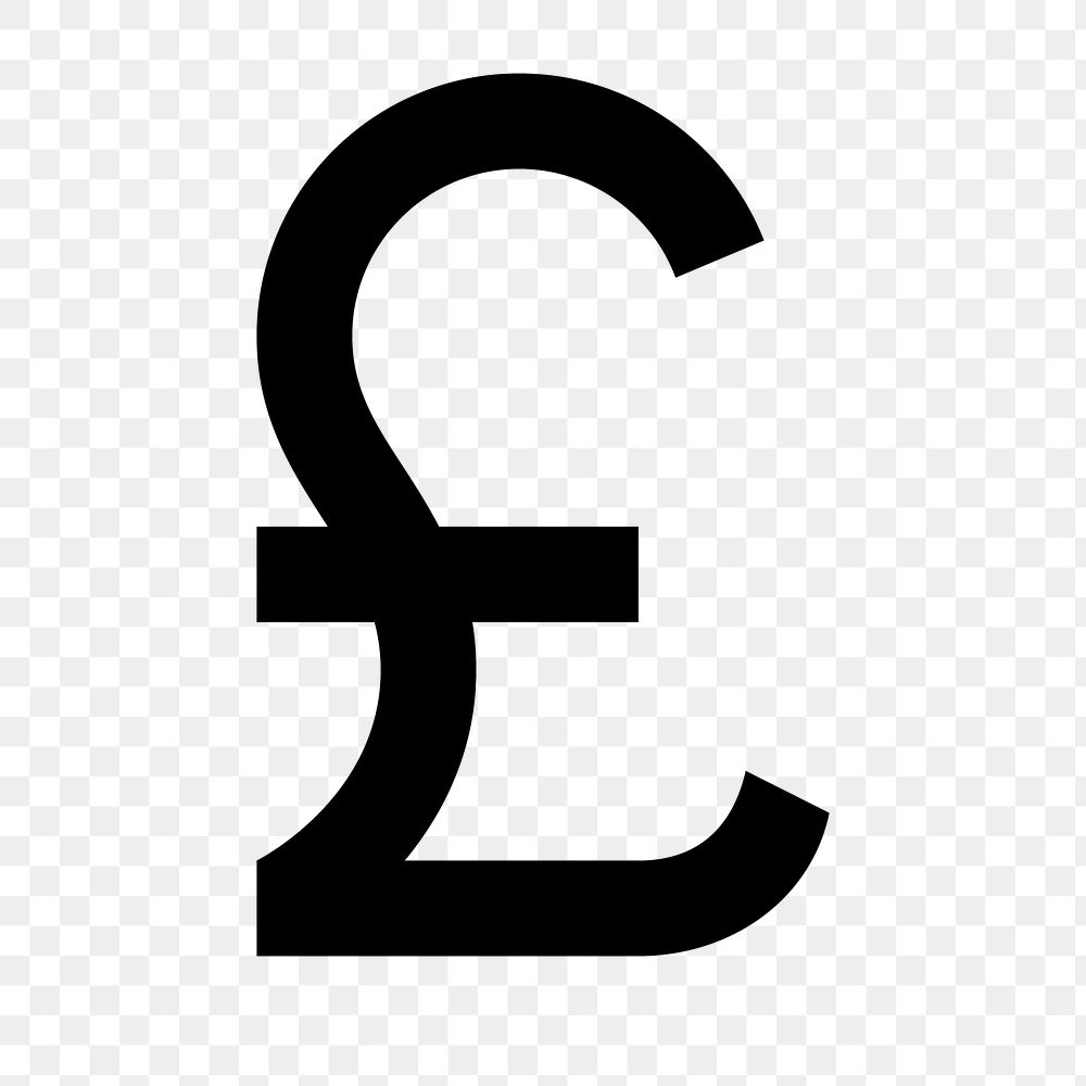 Pound icon png, UK currency money symbol, outlined style, transparent background