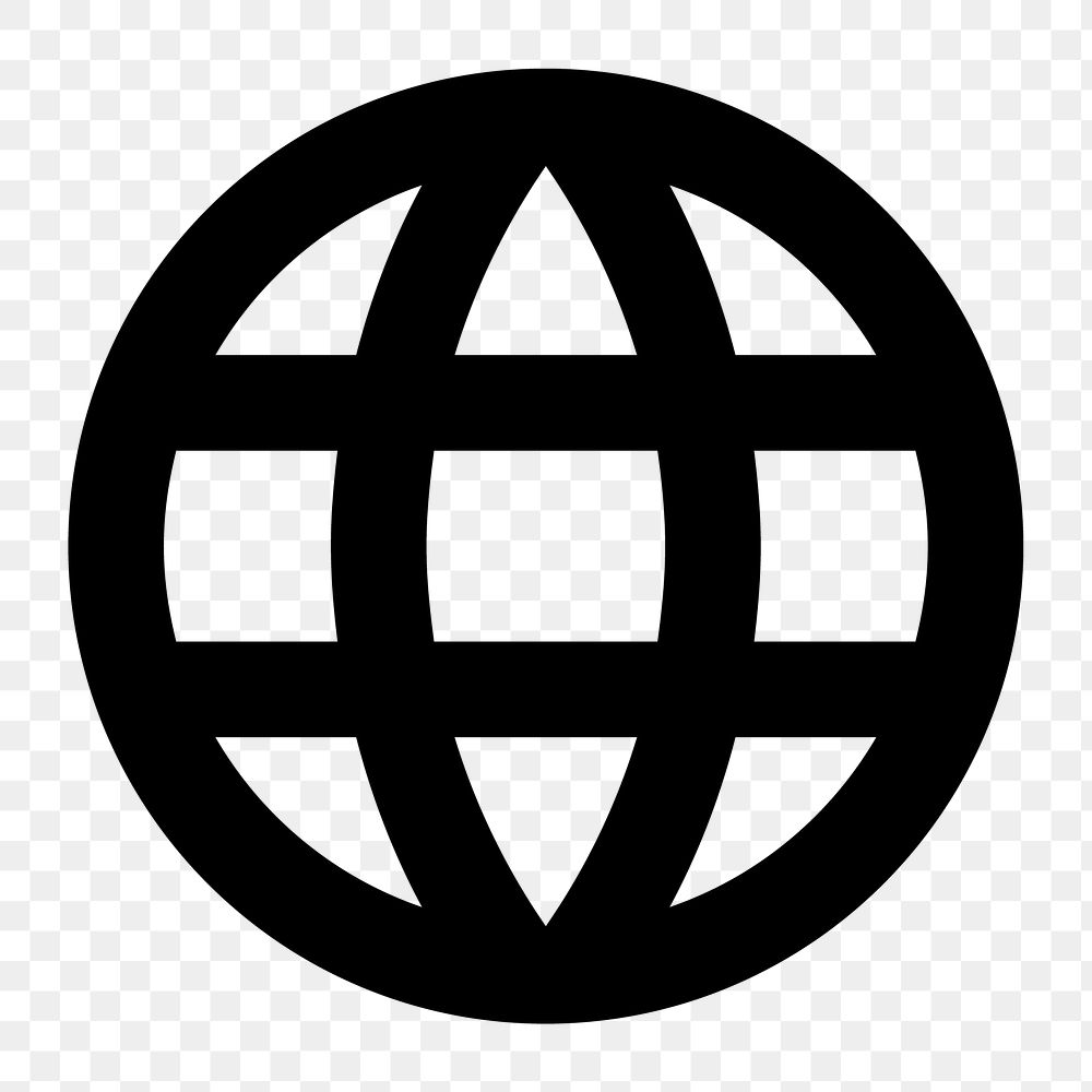 Action icon png, Language symbol, outlined globe shape
