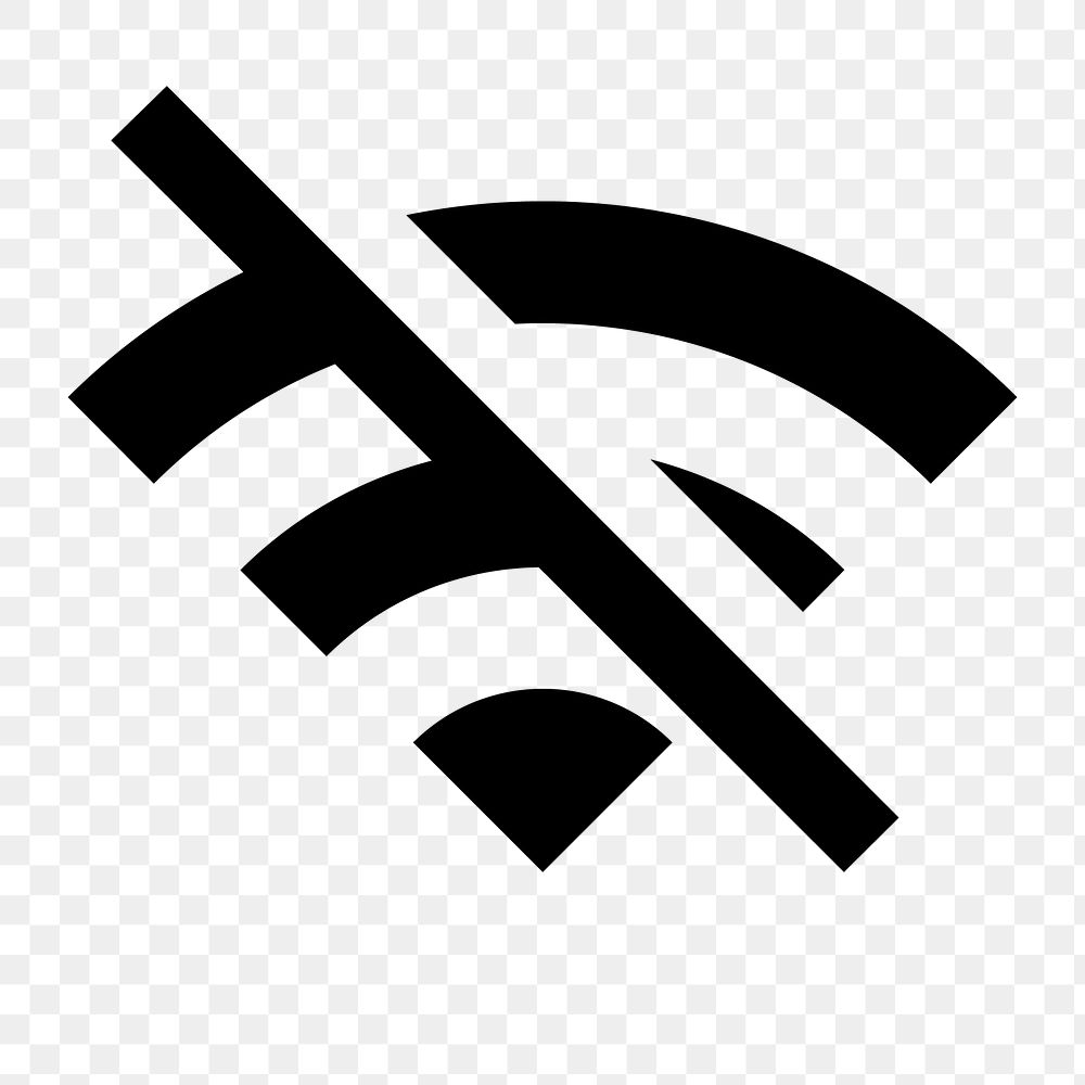 Wifi Off png symbol, notification icon, filled style