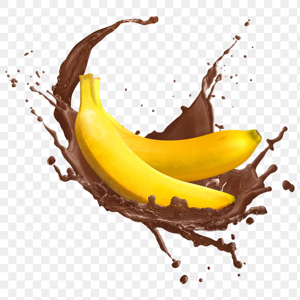 Banana splash png clipart, chocolate milk, creative fruit