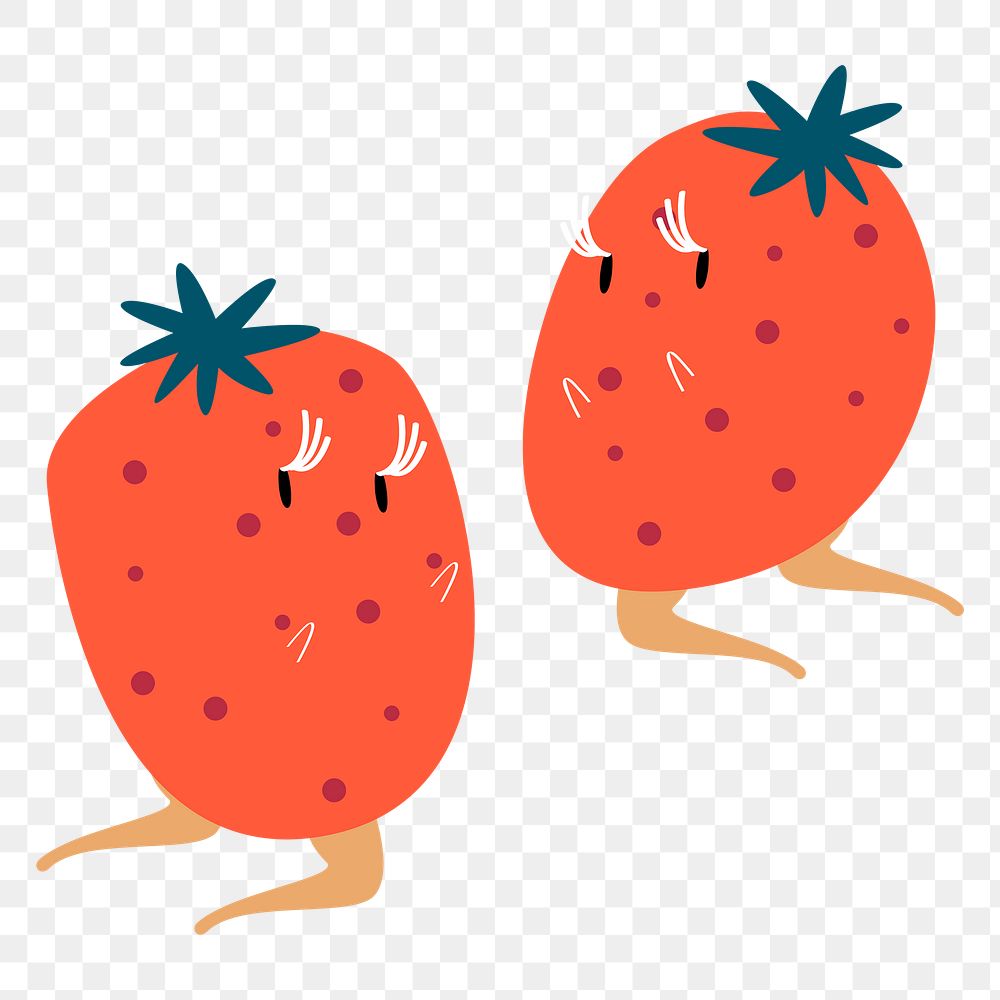 Strawberry fruit png sticker, healthy food cartoon on transparent background