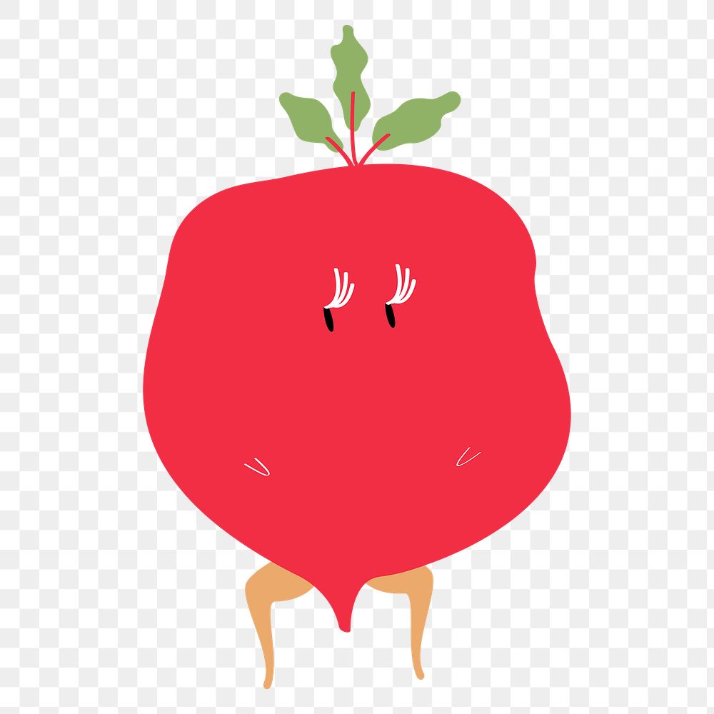 Red radish png sticker, Chinese vegetable cartoon on transparent background