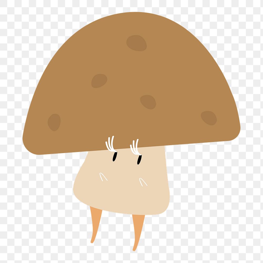 Mushroom png vegetable sticker, cartoon on transparent background