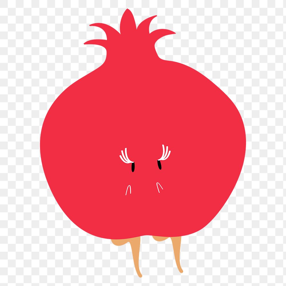 Cute pomegranate png sticker, fruit cartoon on transparent background