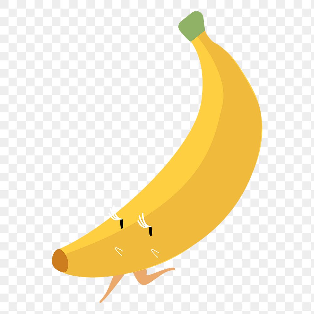Cartoon banana png fruit sticker, healthy food on transparent background
