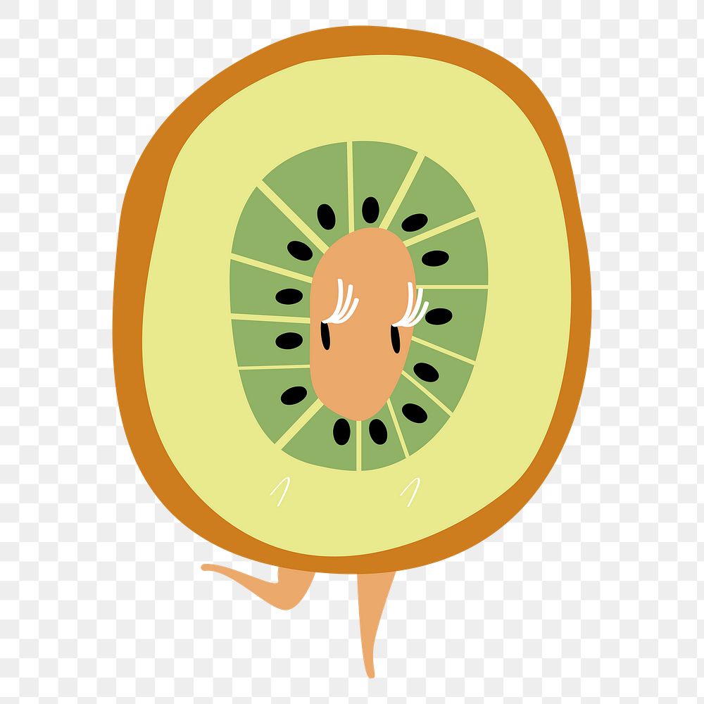 Cartoon kiwi png fruit sticker, healthy food on transparent background