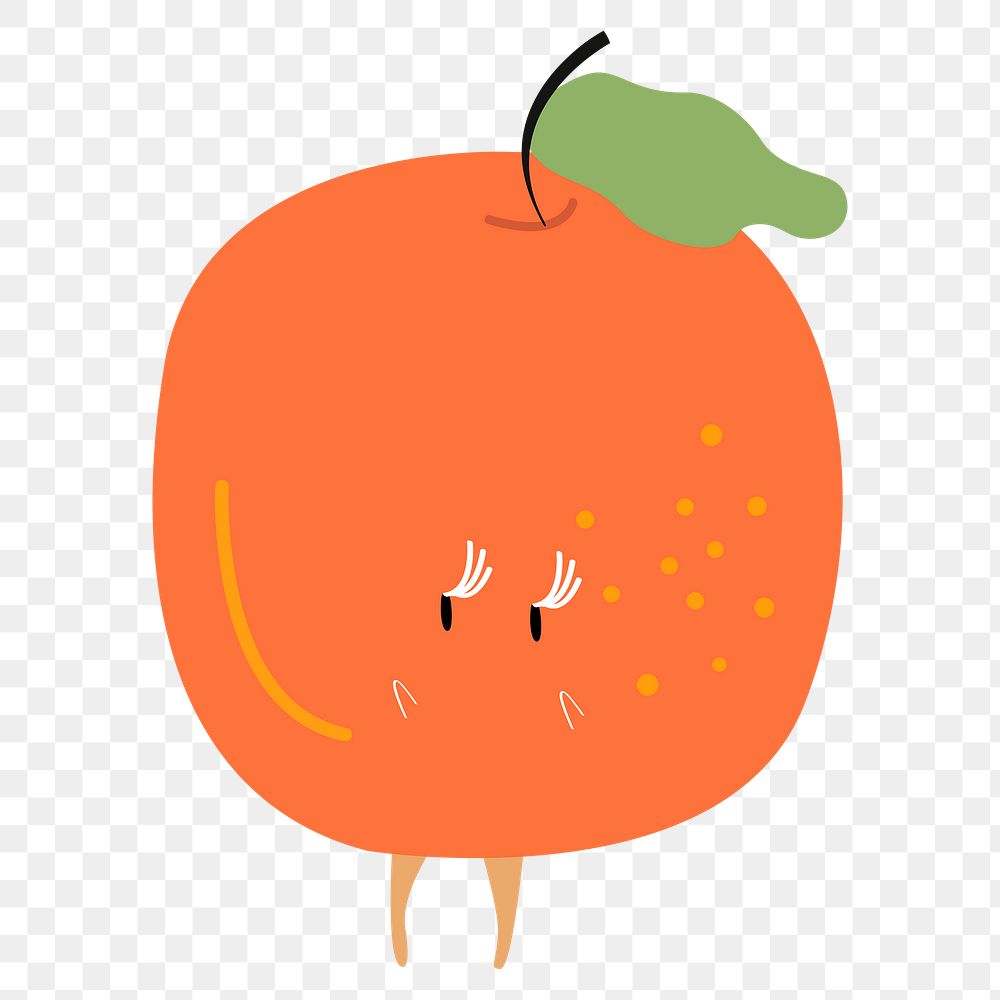 Orange fruit png sticker, healthy food cartoon illustration on transparent background