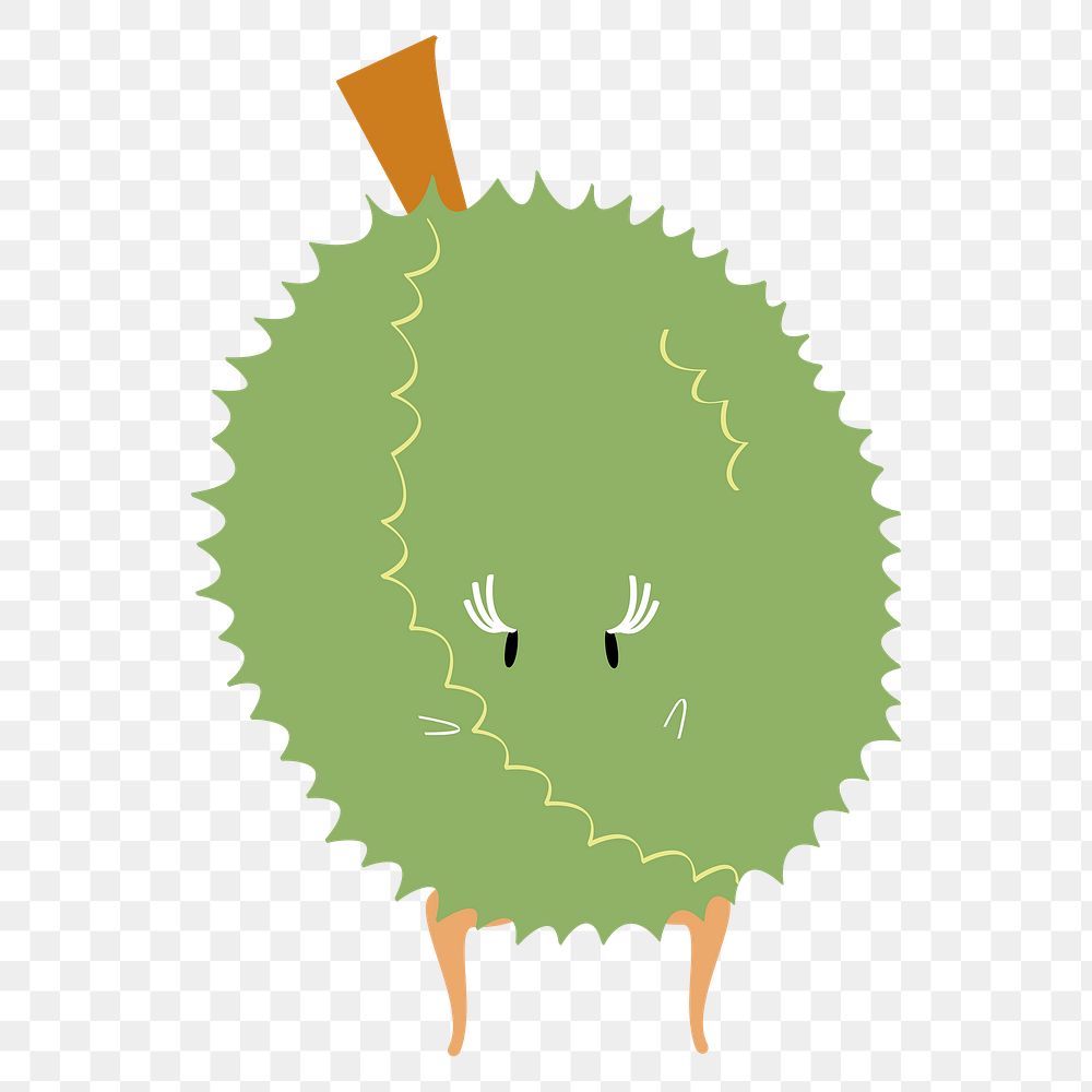 Durian png sticker, exotic fruit cartoon on transparent background