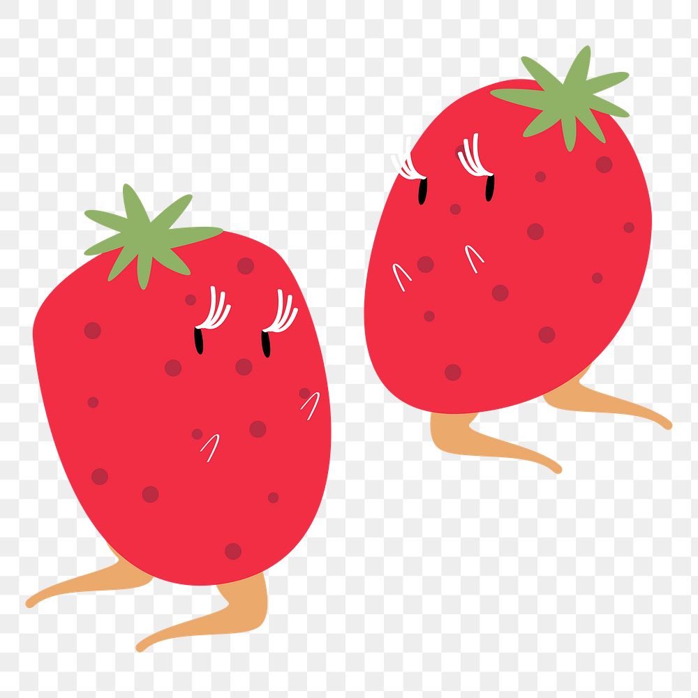 Strawberry fruit png sticker, healthy food cartoon on transparent background