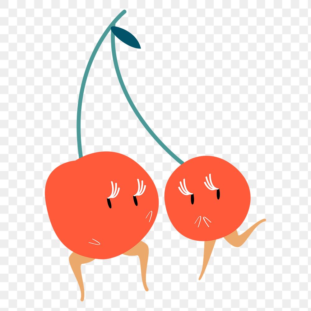 Orange cherry png sticker, fruit cartoon on transparent background