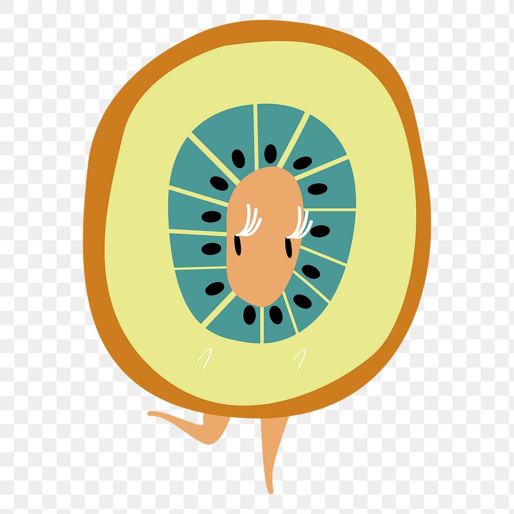 Cartoon kiwi png fruit sticker, healthy food on transparent background