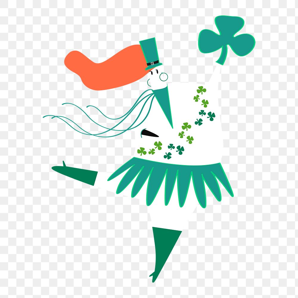 Saint Patrick's Day png sticker, woman celebration illustration on transparent background