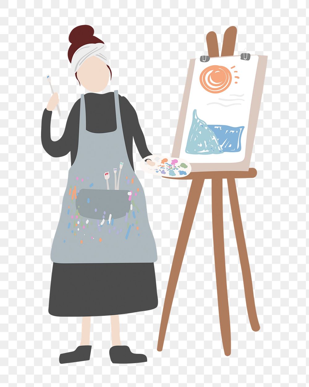 Female painter png clipart, creative artist, job illustration
