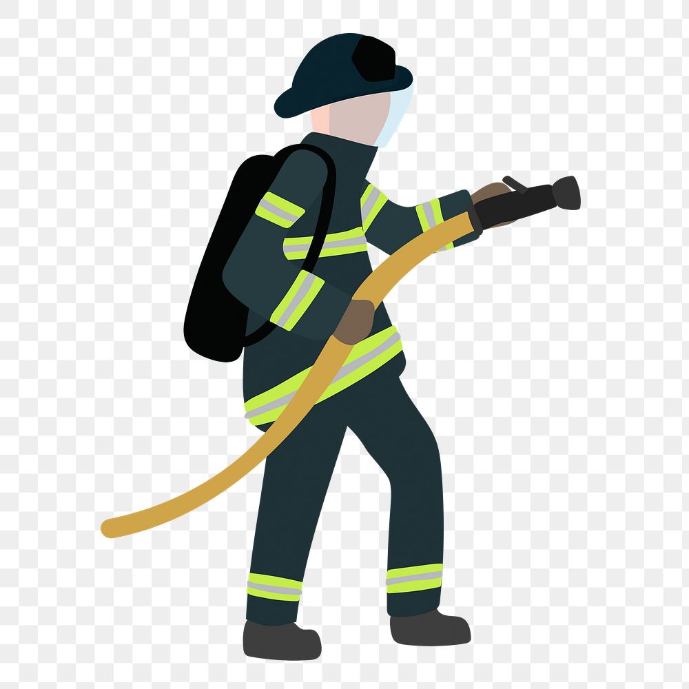 Firefighter worker png clipart, emergency service, job illustration