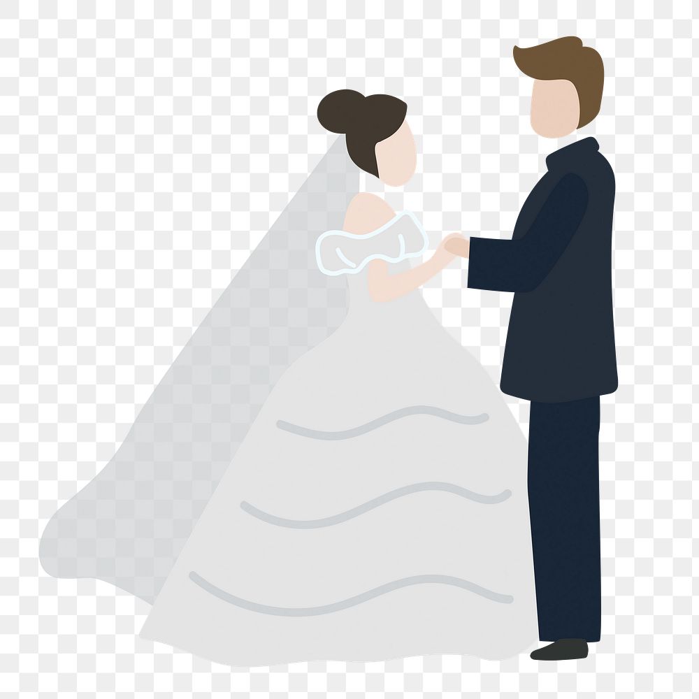 Bride and groom png wedding clipart, cartoon illustration
