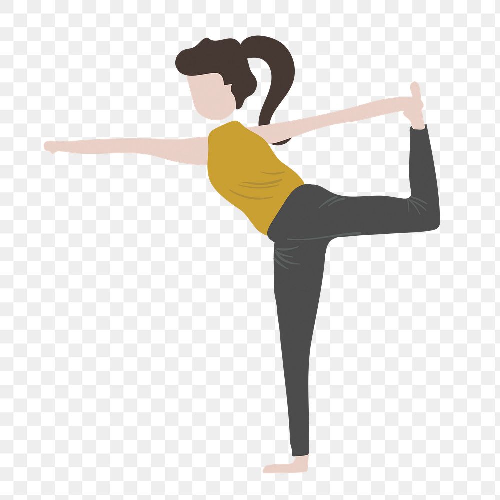 Woman in yoga pose png clipart, fitness, cartoon illustration