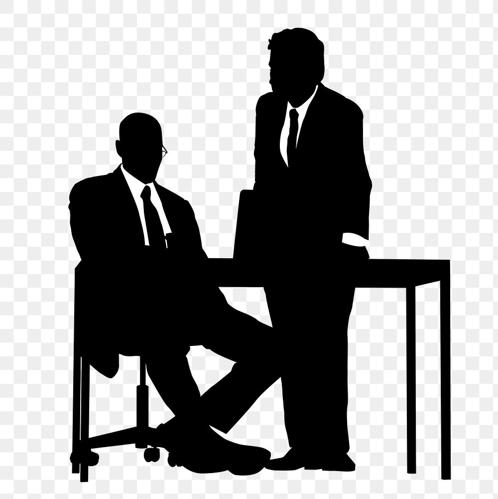 Businessmen png silhouette, colleagues discussing work