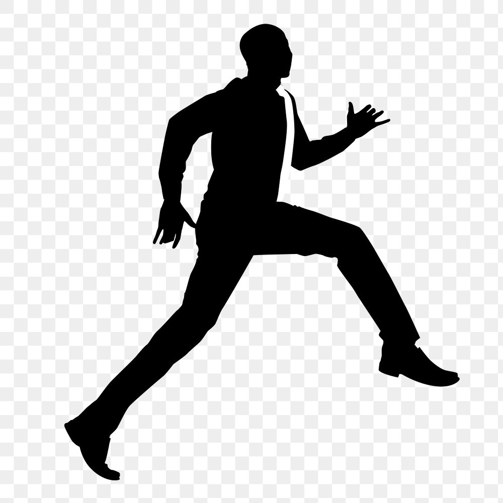 Businessman png silhouette, running towards goal gesture