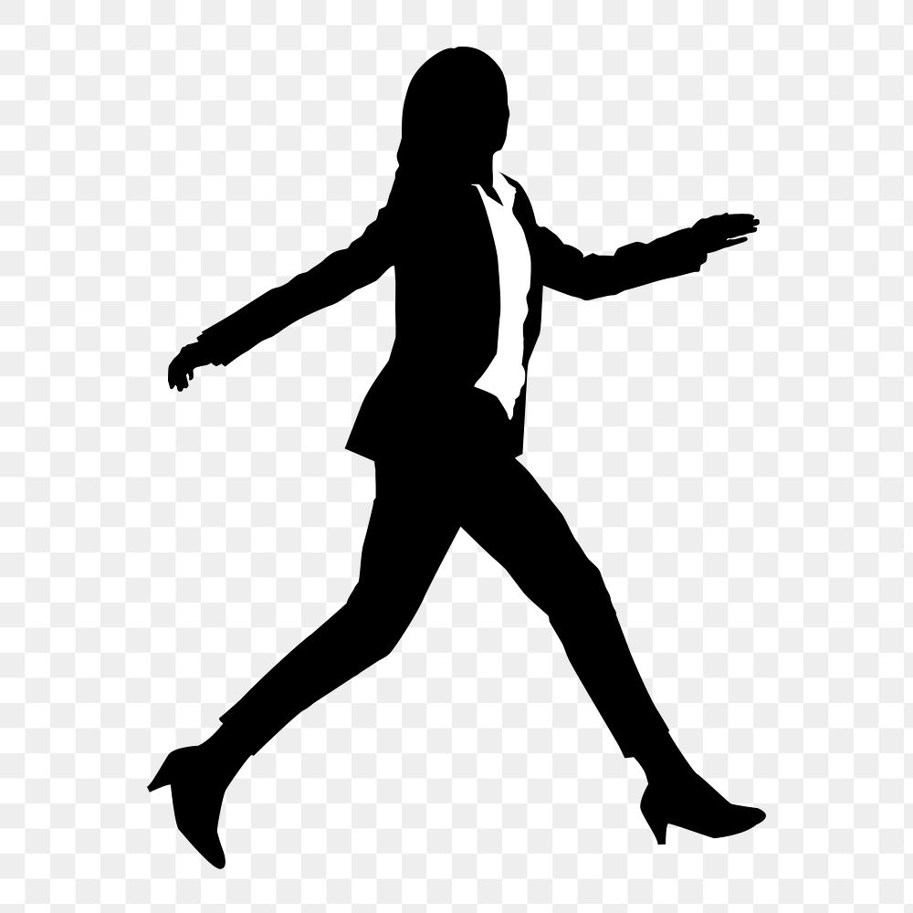 Confident businesswoman png walking silhouette clipart