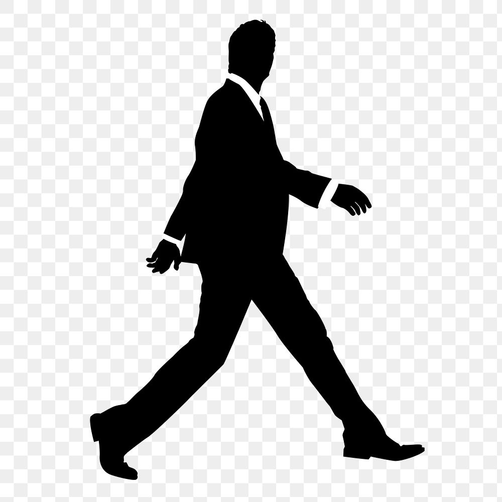 Businessman silhouette png clipart, walking gesture