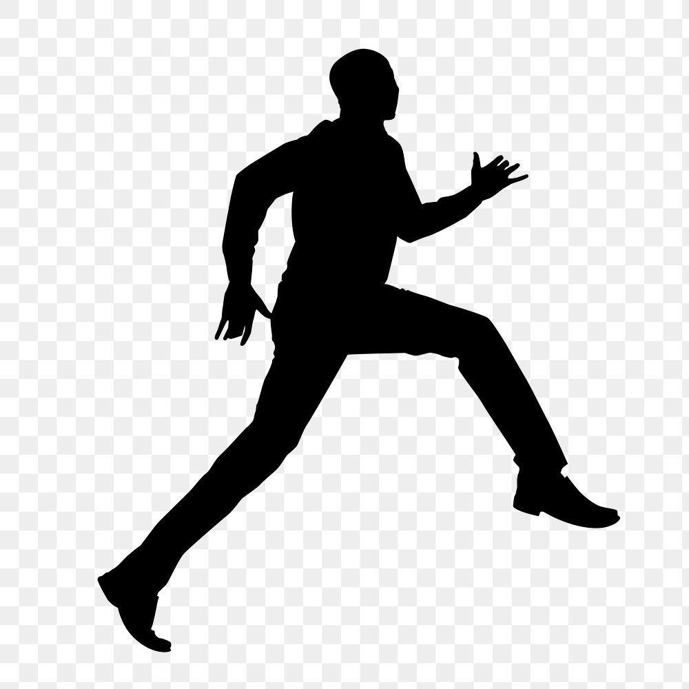 Man running png silhouette, moving forward concept