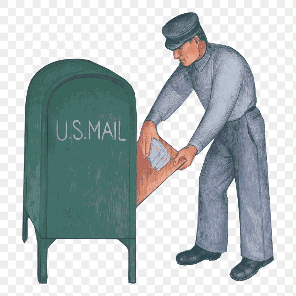 Mailman png sticker, antique design, transparent background. Free public domain CC0 graphic