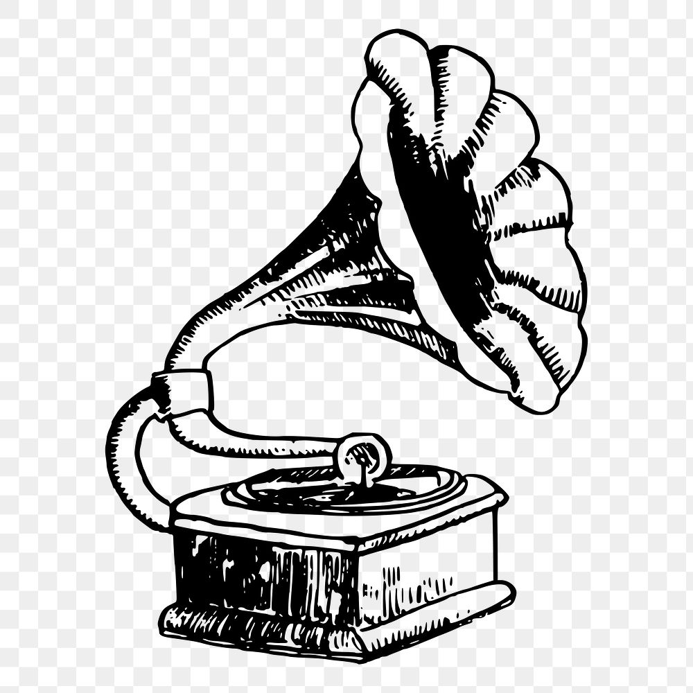 Gramophone drawing png clipart, transparent background. Free public domain CC0 graphic