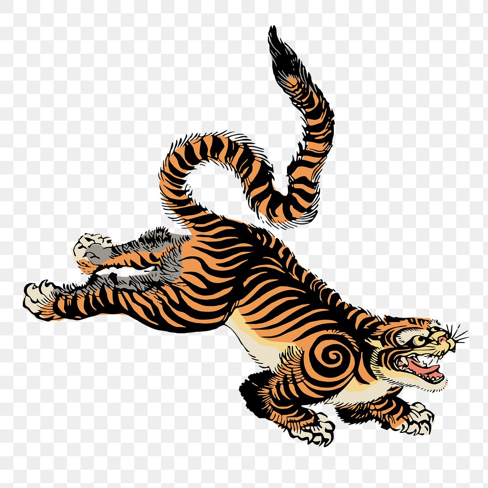 Tiger png, wild animal clipart, transparent background. Free public domain CC0 graphic