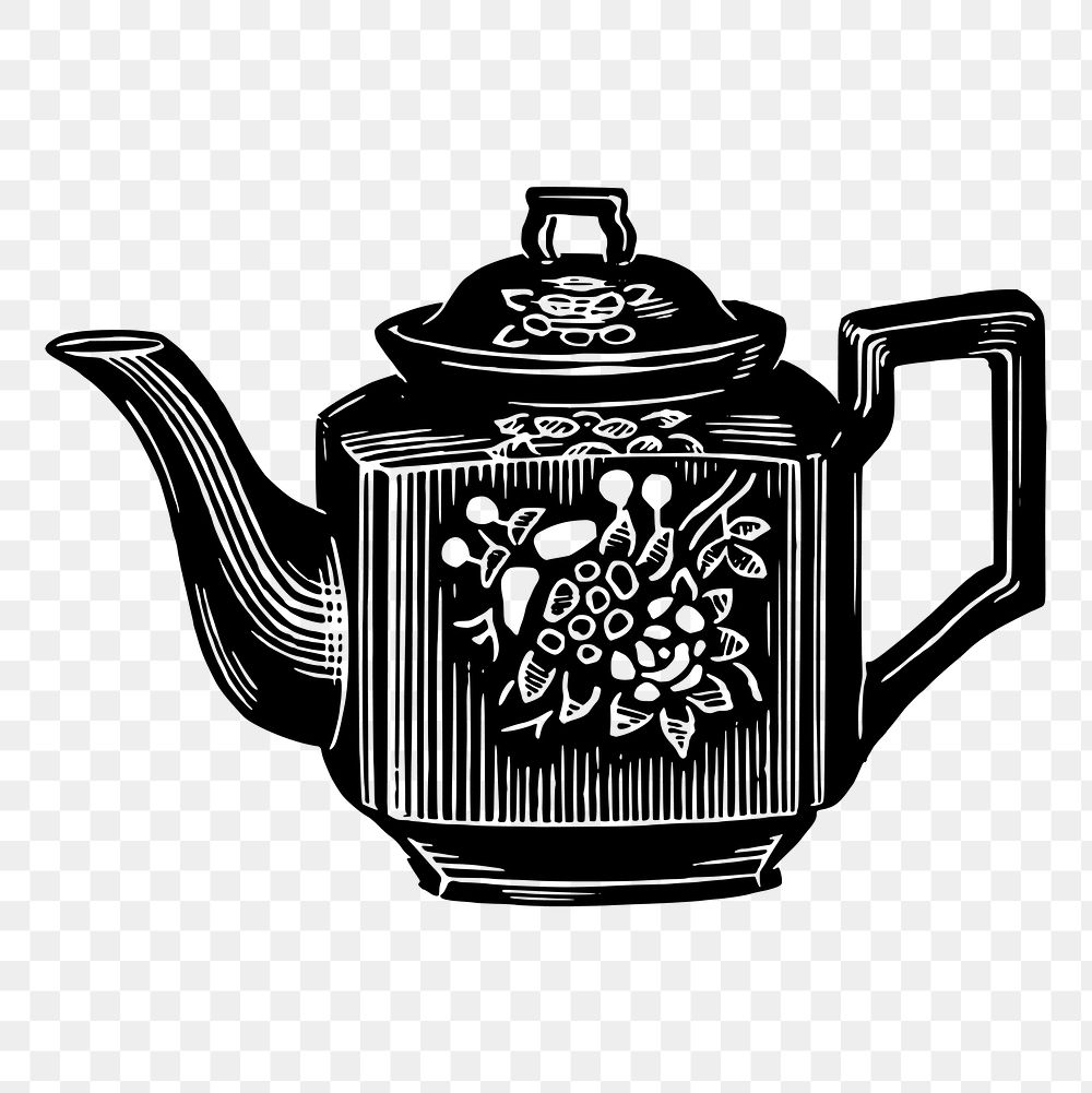 Floral tea pot png clipart, transparent background. Free public domain CC0 graphic