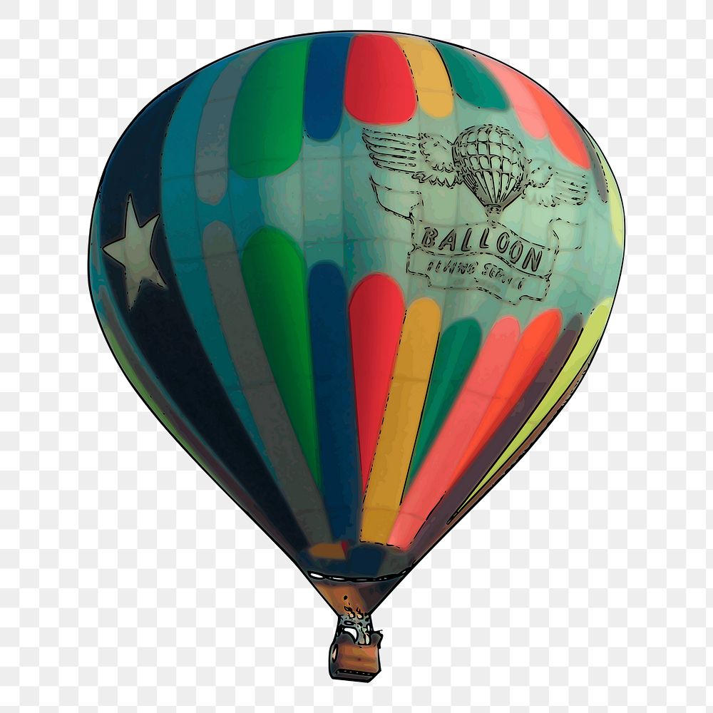 PNG colorful hot air balloon, vintage transportation clipart, transparent background. Free public domain CC0 graphic