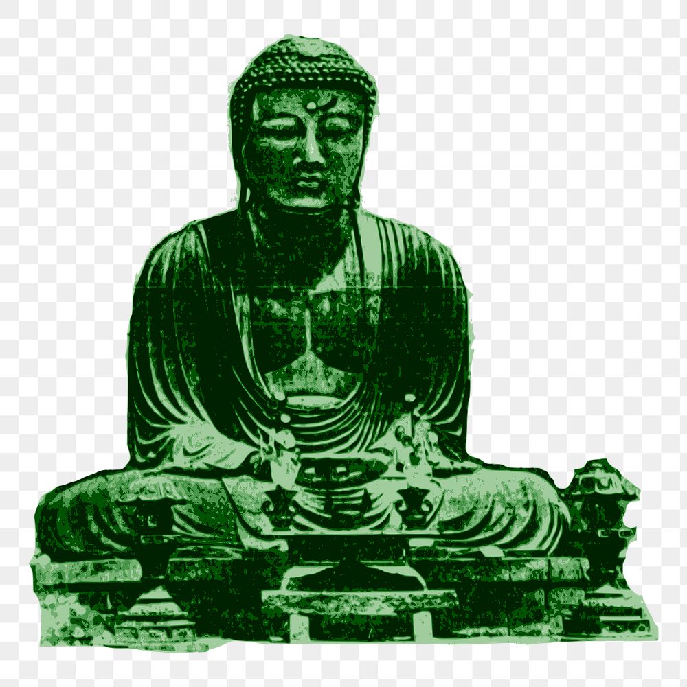 Buddha png clipart, green religious statue on transparent background. Free public domain CC0 graphic