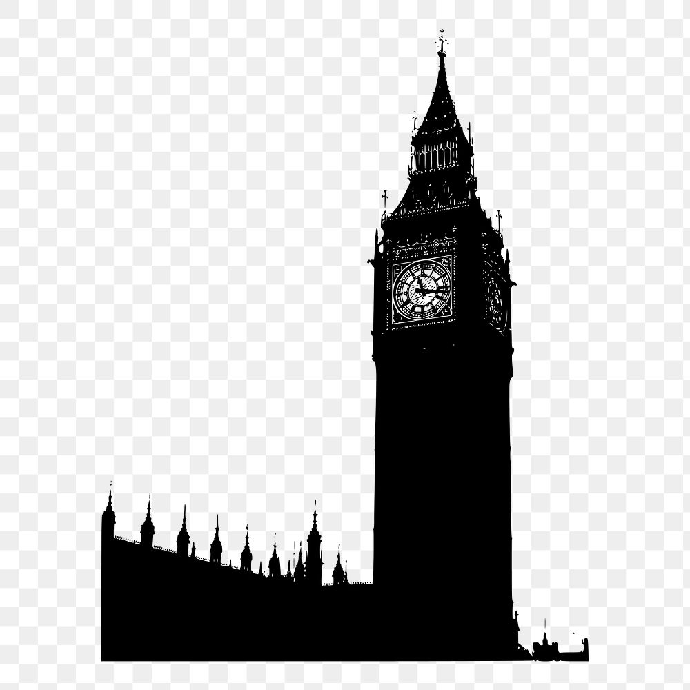 Big Ben tower png clipart, London, UK landmark on transparent background. Free public domain CC0 graphic