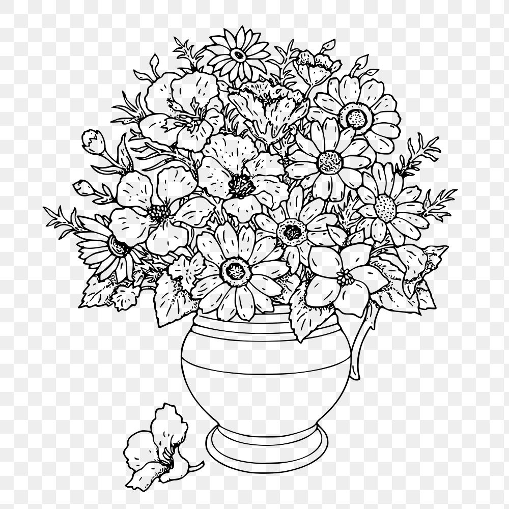 Flower bouquet vase png clipart, transparent background. Free public domain CC0 graphic